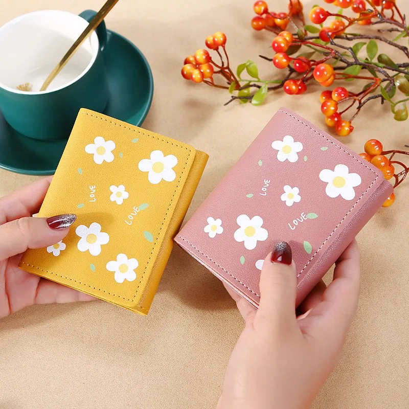 

Short Wallet Women PU Leather 3 Fold Small Coin Purse New Multi-function Mini Card Holder Print Fashion Female Standard Wallets