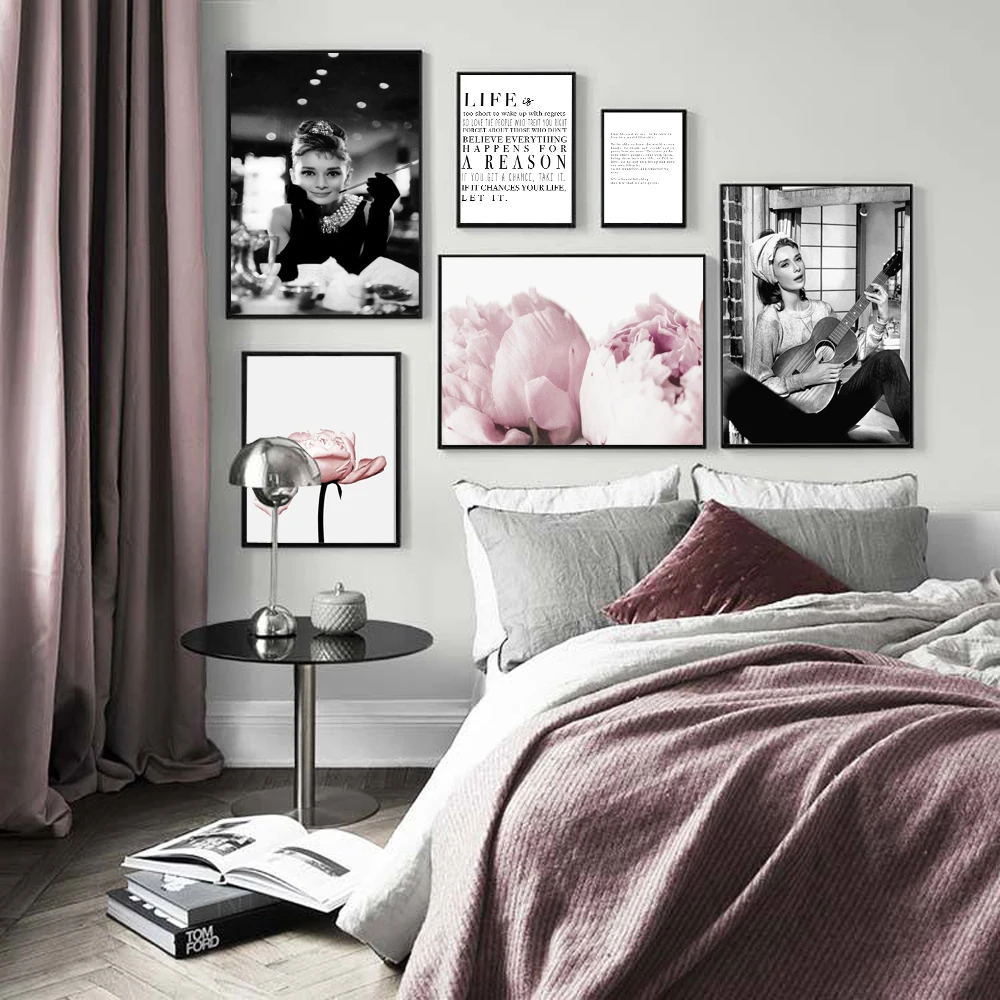 Audrey Hepburn Actress Black & White Fashion Bedroom Poster Print Home Wall Art 