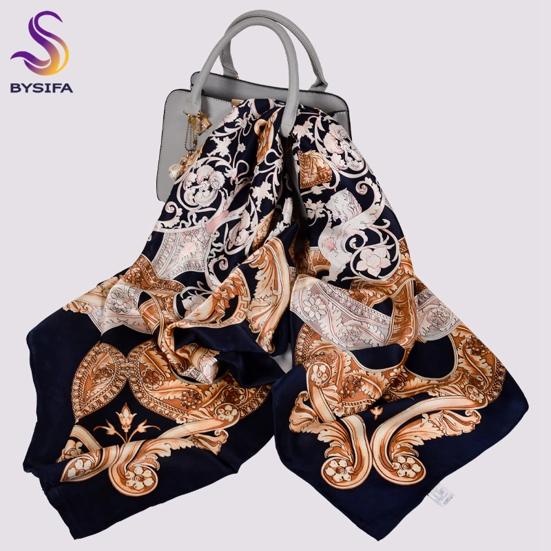 

BYSIFA | Роскошный черный хаки чистый шелк шарф шаль женский модный бренд квадратные шарфы 100% шелковый шарф хиджаб черный хаки, черный белый