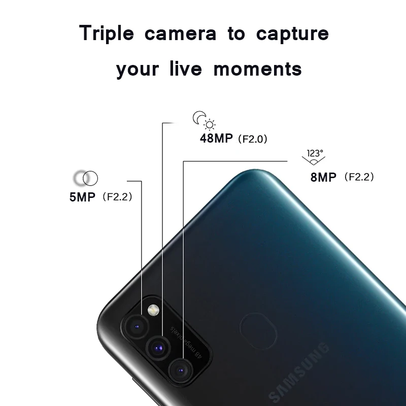 Samsung Galaxy M30s 6 ГБ 128 ГБ 6," sAMOLED дисплей 48MP Тройная камера 6000 мАч батарея мобильный телефон