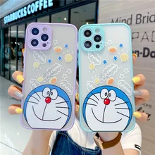 Doraemon – jolie coque de téléphone à dessin animé givré, pour iPhone 12mini/12promax/11pro/11/8P/X/XS/XR/se/xsmax/7/8/se/ couple