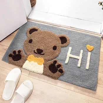 

New Cartoon Kitchen Carpet Flocking Mats Front Door Bathroom Water Absorbent Doormat Non-slip Floor Mats Outdoor Indoor Mat Rug