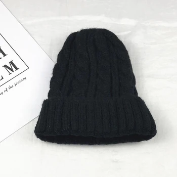 

Prowow Women Autumn Winter Korean Version INS Wind Warm Pure Sesame Wool Cap Fashion Street Wild Joker Plain Weave Black Gray
