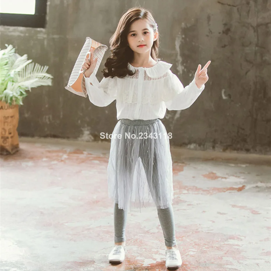 

Clothes For Girls Solid Blouse + Skirt Pants Girl Set Clothes Spring Autumn Full Length Children's Girls Suits 6 8 10 12 14