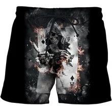 New Casual Skull Poker Printed 3D Beach Shorts Summer Cool Board Shorts For Male Vacation Sport Surfing Shorts Drop Ship