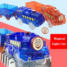 Carros de luz led para faixas mágicas eletrônica carro brinquedos com luzes piscando fantasia diy diecast brinquedo luzes do carro brilhante corrida brinquedos