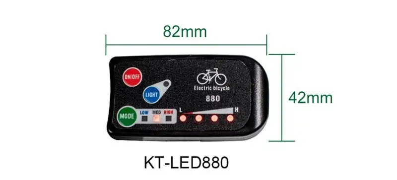 Когда-нибудь 36 В/48 В светодиодный дисплей для электровелосипеда Интеллектуальный светодиодный дисплей 880 панель управления соответствует электрическому велосипеду KT Kunteng Part