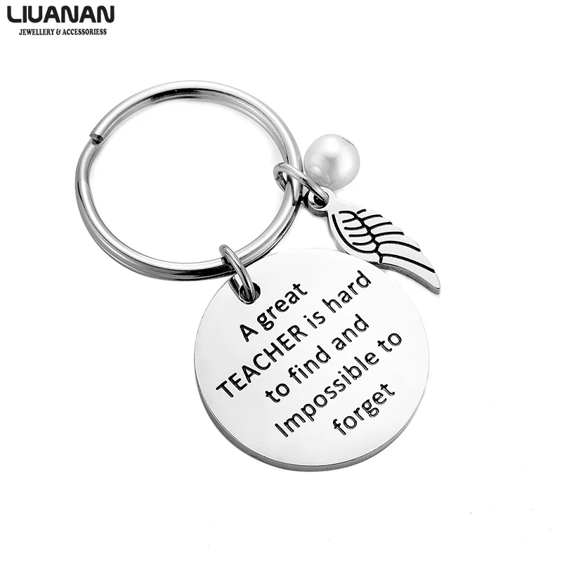 

Silver Teacher Keychain Keyring Gift for Teacher Stainless Steel Keychain Appreciation Present Year End Thank You Gift