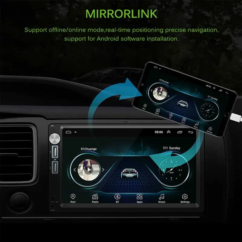 2 в 1 USB автомобильный комплект для IOS Android FM Автомобильный мультимедийный плеер Автомобильный навигатор MP5 плеер Автомобильный gps плеер U диск ЖК-дисплей