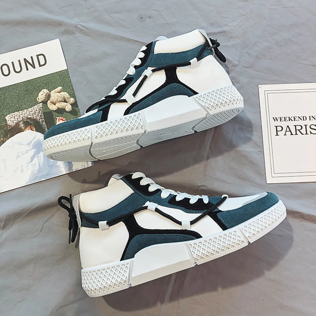 SAGACEFashion Men's Hip Hop Street Dance Shoes White High Top Chunky Sneakers Autumn Summer Casual Unisex Shoes Zapatos Hombre