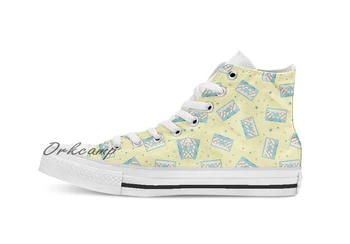 

Retro audio cassettes Custom Casual High Top lace-up Canvas shoes sneakers Drop shipping