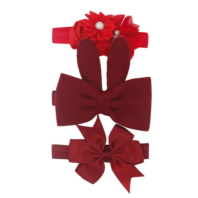 New 3pcs/lot Sequin Felt Bow Lotus Flower Elastic Headbands Kids Photography Props Baby Girls Cute Headwear Christmas Gift Sets 37