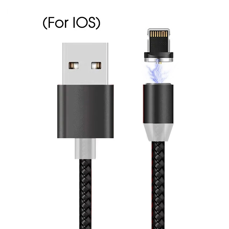 Магнитный кабель для быстрой зарядки Micro usb type-C type C USBC магнитное зарядное устройство для iOS для Android мобильного телефона зарядный провод шнур - Цвет: black-LT