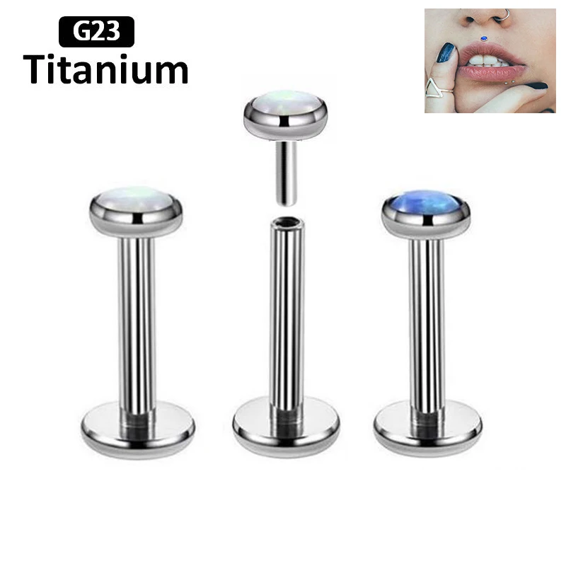 

1PC F136 Titanium Ear Lobe Piercing Rings opal lip push Pin Labret Lip Ear Bar Cartilage Earring Nail Tragus Stud Body Jewelry