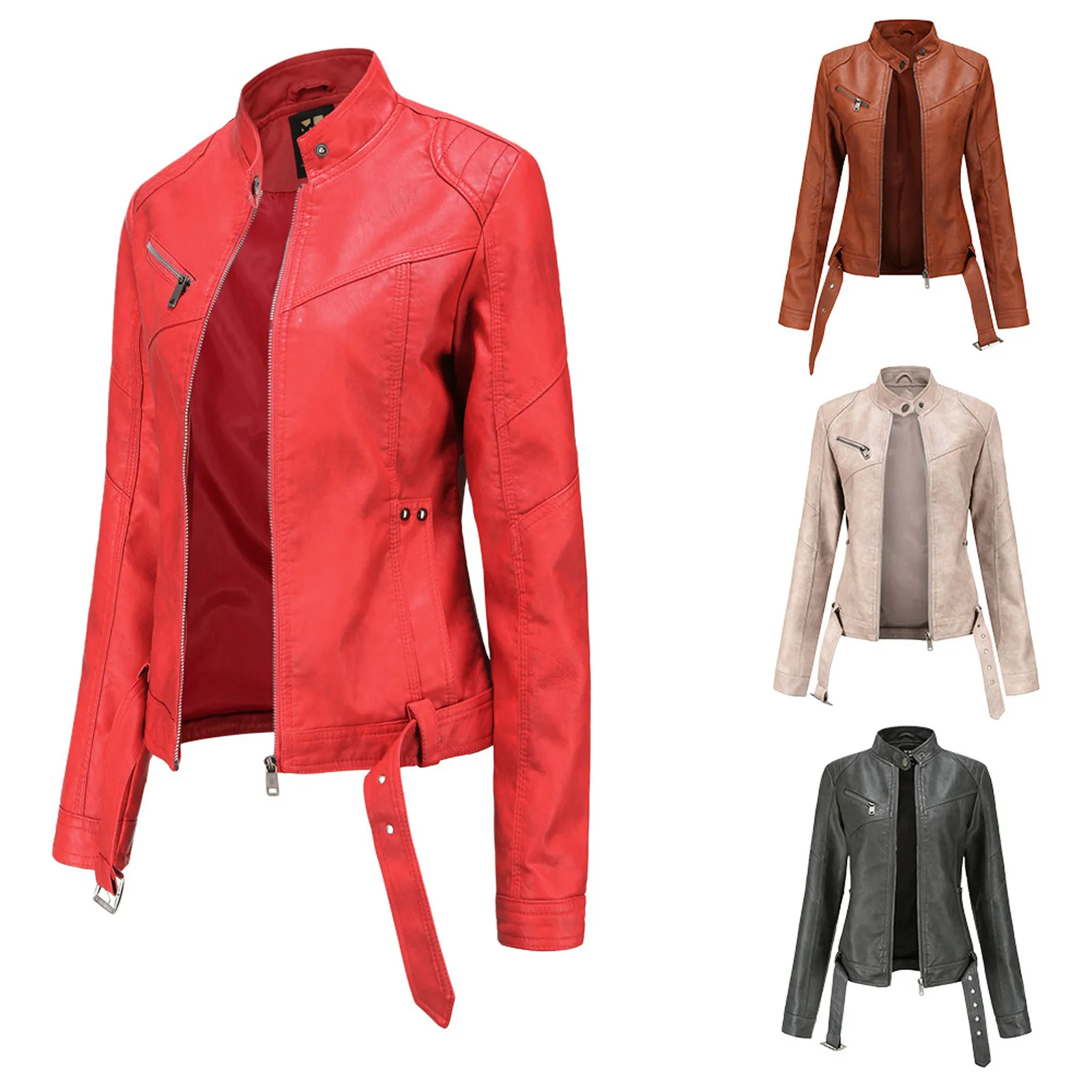 Faux Leather Jacket Women Casual PU Loose Motorcycle Jackets Female Streetwear slim Coat Korean Chic New Spring jacket 1