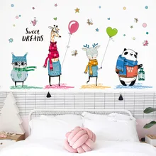 Простые милые животные гостиная спальня теплая стена Би галстук zhi самоклеющиеся спальни декоративные настенные наклейки XH9282