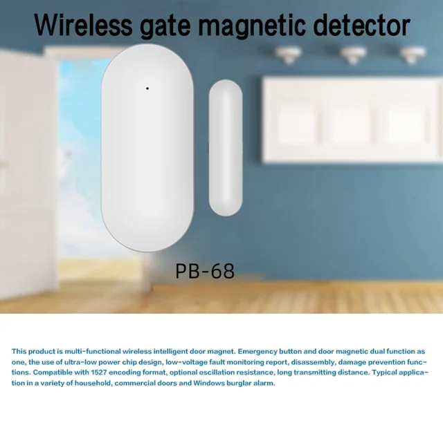 GauTone PB68R Window Door Sensor for 433MHz Home Security Alarm System Detect Door Open / Close 4