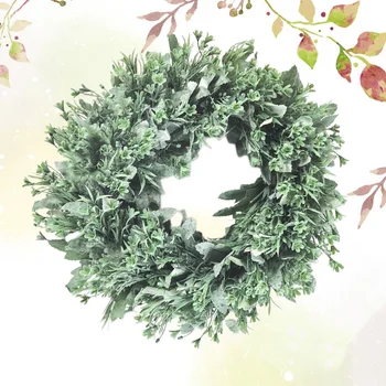 

1Pc Greenery Wreath Greenery Garland Door Decor Background Decor Hanging Wall Decoration (Green)