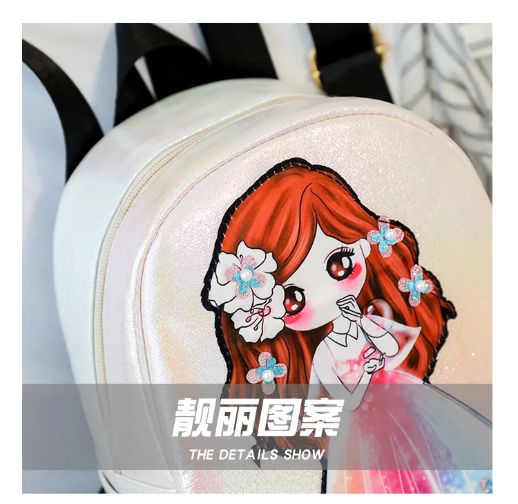 Cartoon Princess Backpack Casual Children GIRL'S School Bag Pearl Backpack Mini Japanese Korean Double Back