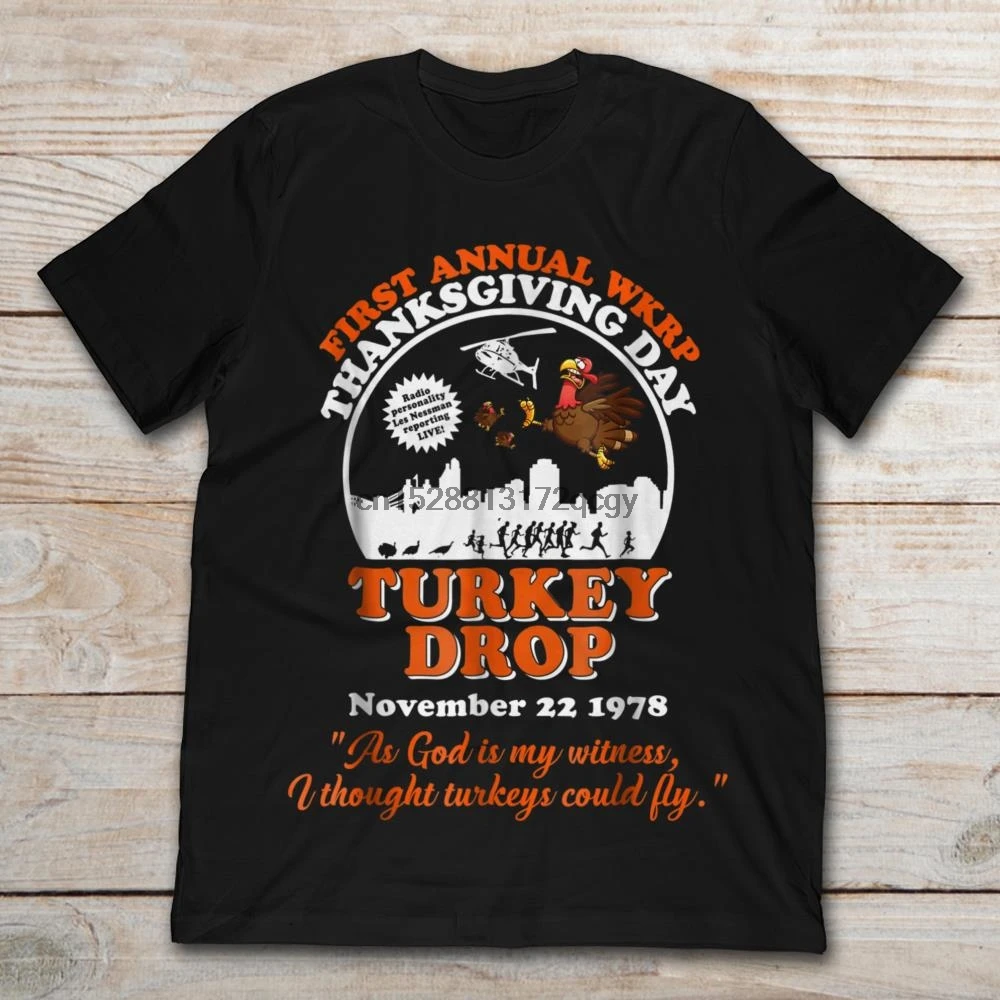 

Brand First Annual Wkrp Thanksgiving Day Turkey Drop T-Shirt 2020 Men Short Sleeve T-Shirt