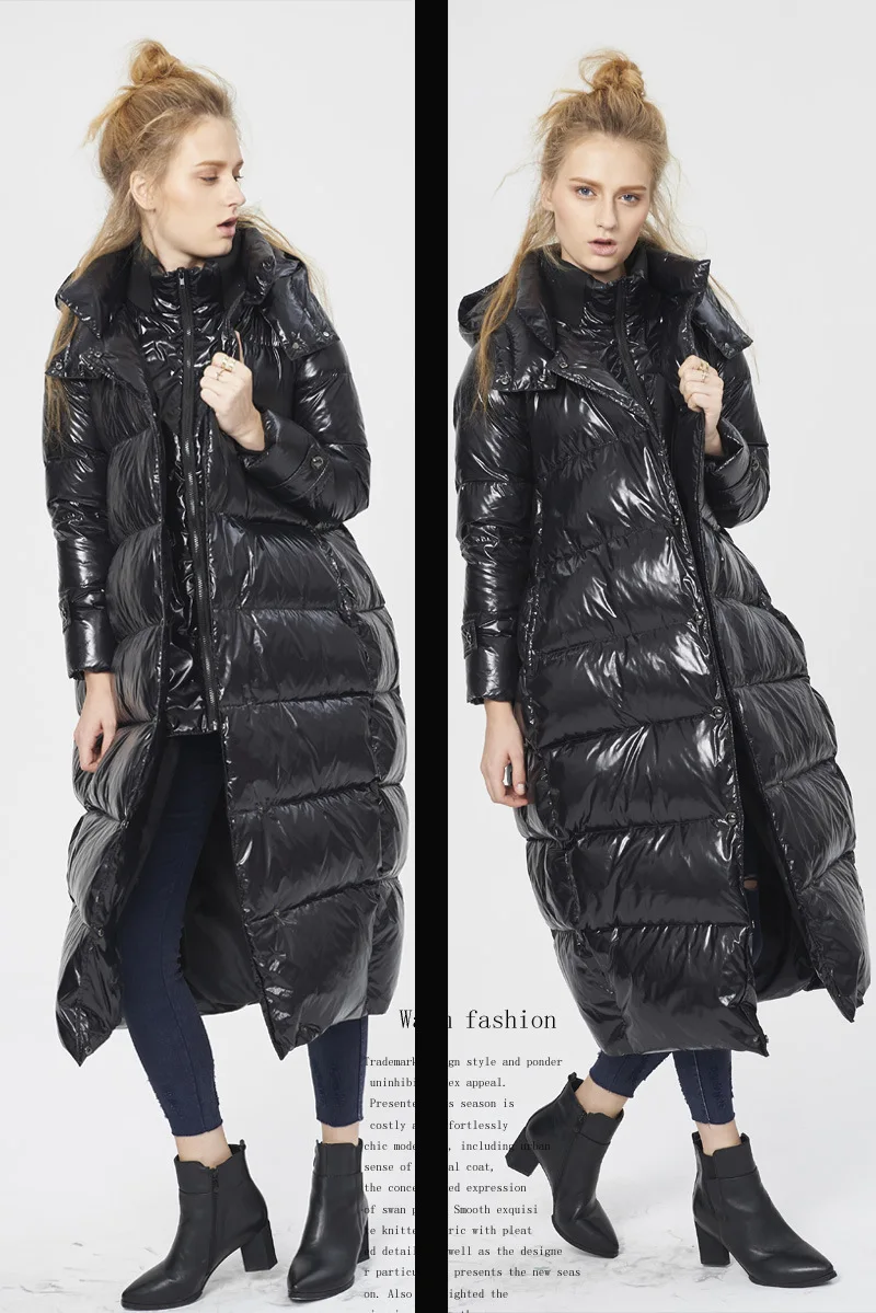 M-5XL Большие размеры; зимняя Модная брендовая 90% утка Парки женский поддельные 2 предмета в стиле летучей мыши, длинный пуховик, теплая куртка w1216