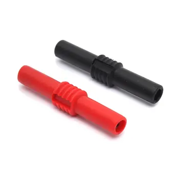 

2pcs Insulated 4mm to 4mm Banana Plug Female Socket Coupler Connector Female Adapter Extension Insulated Black Red