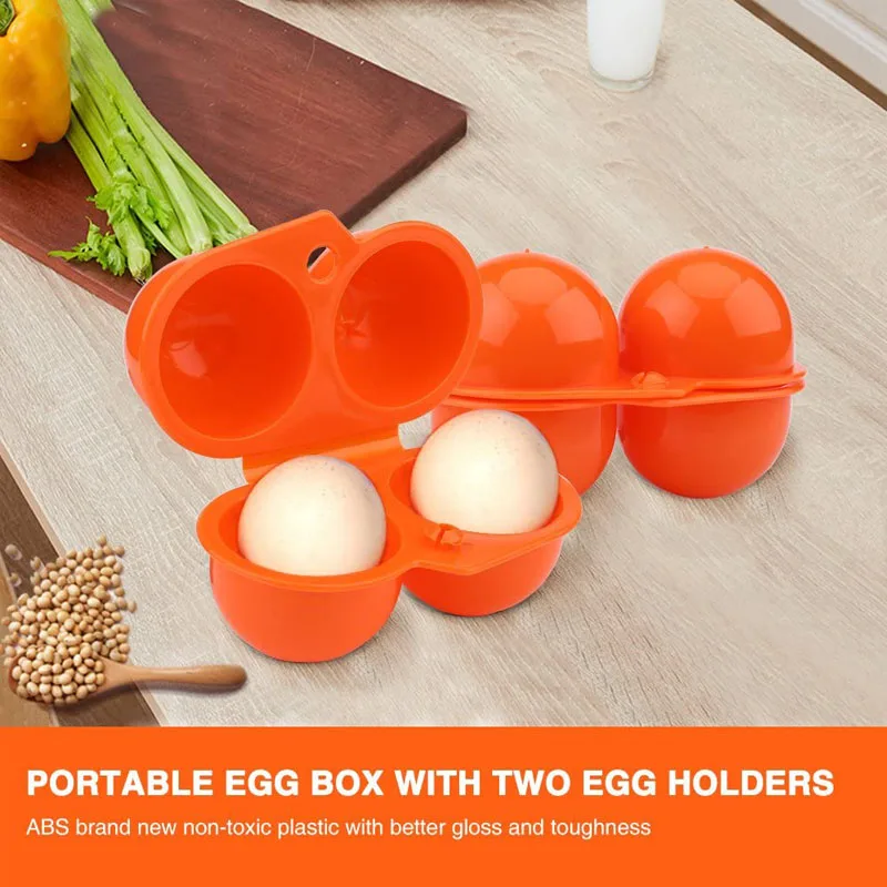 Portable Egg Storage Box 2 Trays Egg Case Carrier Container Hard Boiled Holder Camping Carrier for Barbecue Camping