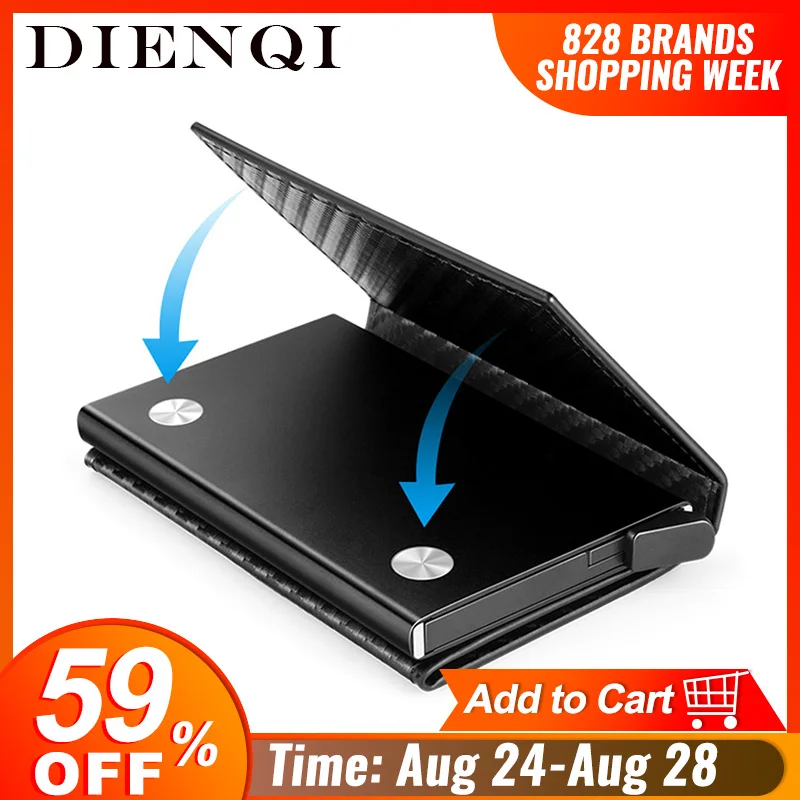 

DIENQI Carbon Fiber Wallets Men Rfid Card Holder Slim Wallet Magic Trifold Leather Thin Mini Wallet Small Money Bag Purse Vallet