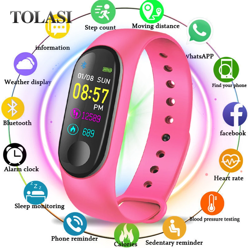 

M3 Smart Watch Bracelet Band Fitness tracker Wristband Heart Rate Activity Screen Smart Electronics Bracelet watch