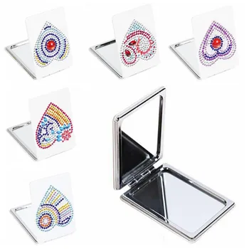 

New Mini Makeup Mirror Love heart DIY Special Shaped Diamond Painting Ultra-thin Makeup Mirror Handmade For Woman Christmas Gift