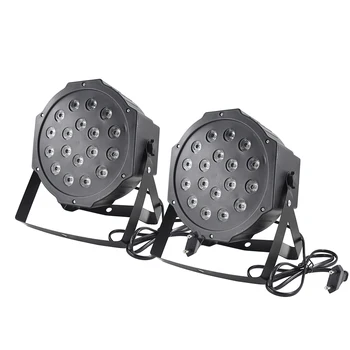 

New 2pcs/lot Lights LED Stage Light Lamp RGB PAR Lights LEDs 18W Sound-activated Auto DMX512 Disco Light for DJ Party Wedding