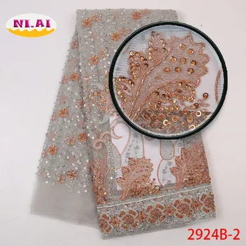 

Beaded Wedding Lace Fabric, Handmade Lace Fabric Nigeria, African Lilac Lace Fabric MR2924B