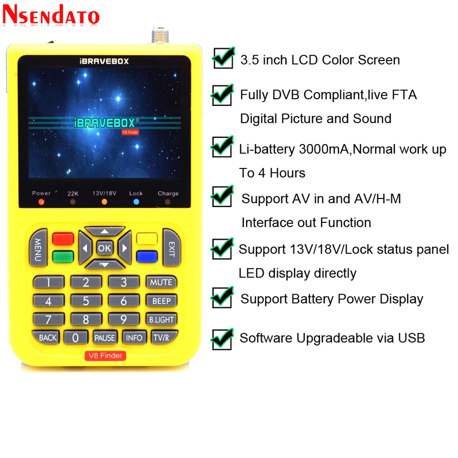 3,5 дюймов lcd V8 Finder HD DVB-S/S2 Цифровой спутниковый Finder HD H.264 MPEG-4 DVB S S2 спутниковый измеритель Full 1080P FTA Satfinder - Цвет: Другое