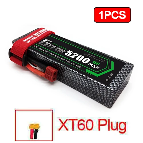 1PCS5200mahXT60 2 шт 7,4 V 5200 45c 7000mAh 60C GTFDR LiPo аккумулятор 2S HardCase для 1/8 1/10 RC модель автомобиля TRX Slash Emaxx - Цвет: 1PCS5200mahXT60