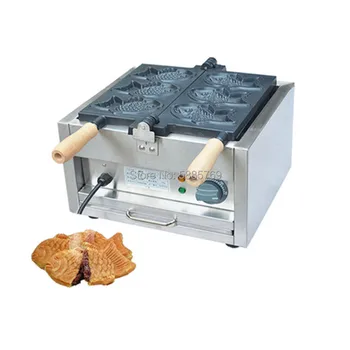 

Commercial Nonstick Electric Japanese Fish Waffle Taiyaki Maker Machine Baker 1400w 3pcs Molds 220V 110V Wooden Handles