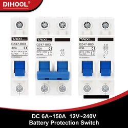 Enhanced Miniature Circuit Breaker for DC Systems with Din Rail Mount, 6A - 150A Capacity