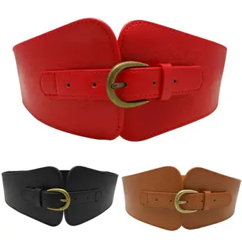 

Women Ladies Super Wide Waist Belt Faux Leather Elastic Stretch Corset Waistband