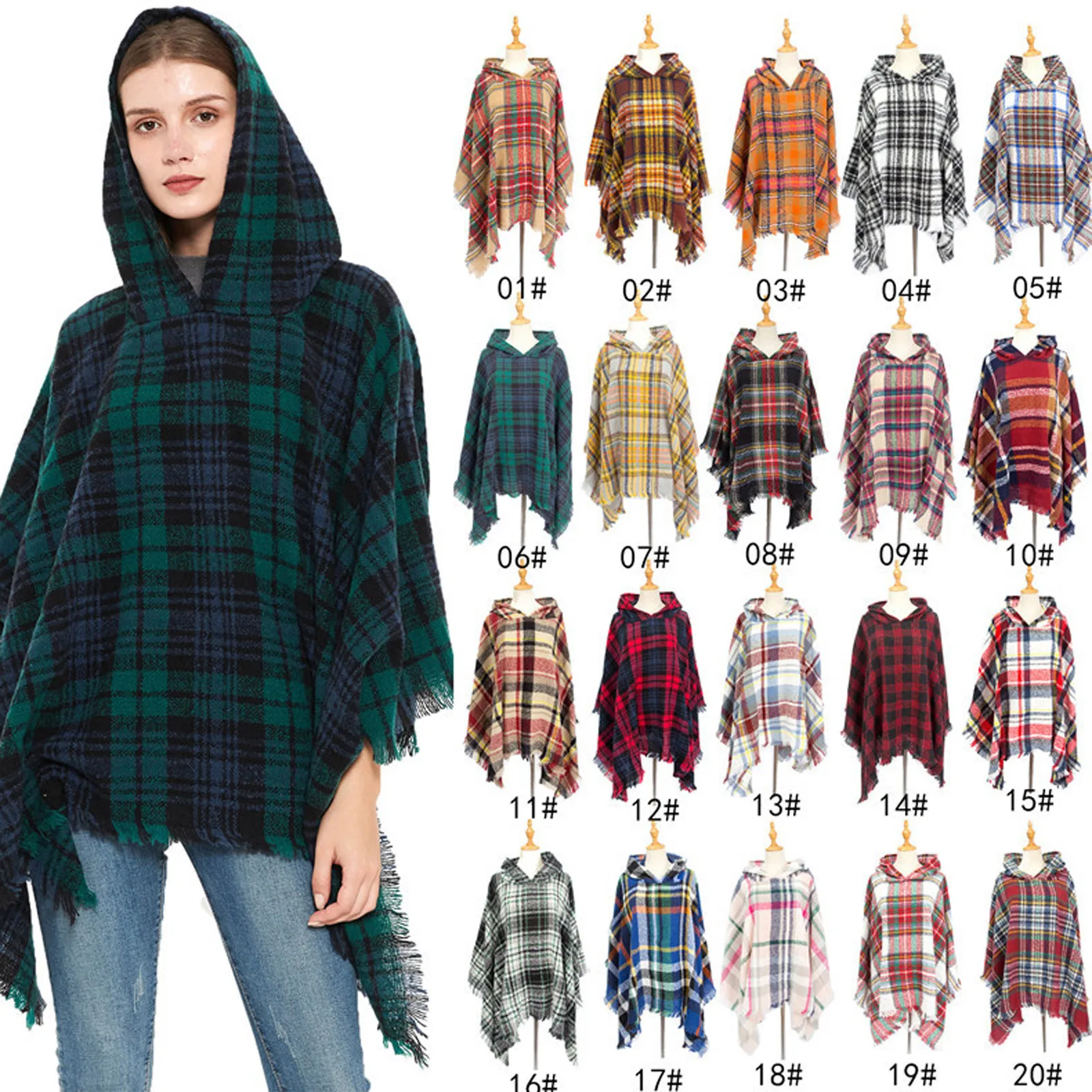 

New Woman Winter Scarf Fashion Female Cashmere Shawls Knit Hooded Tassel Plaid Scarf Ladies Winter Warm Long Shawl Wraps