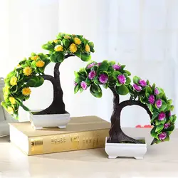 Моделирование пластиковое дерево в горшках крытый стол наружное декорирование искуственный бонсай для домашнего декора ремесло зеленые