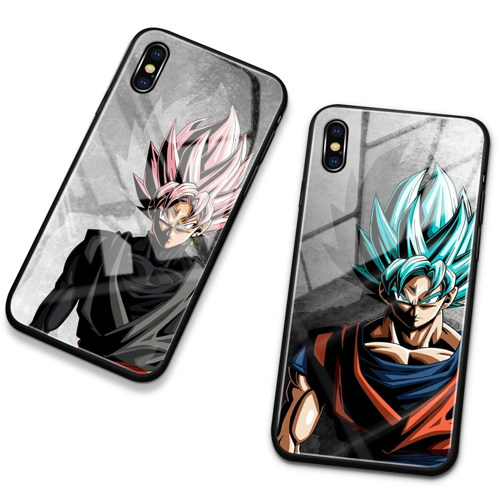 Case for iPhone 12 pro Sun Goku glass back cover case Dragon Ball Z 6 6s 7 8 Plus X XS Max XR 11 max SE2 | Мобильные телефоны и