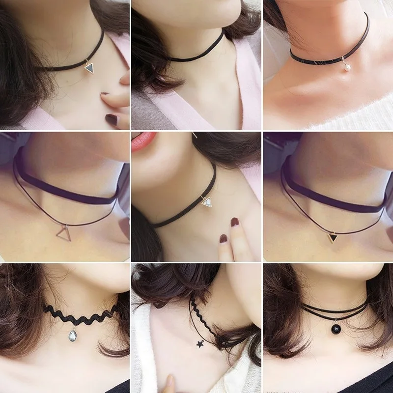 

Choker Women's South Korea Neck Ring Short Neck Accessories Necklace-Neck Band Simple Students Cool Cool Neck