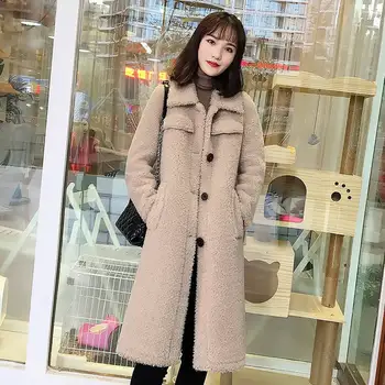 

Lambs Wool Winter Jacket Women Single-Breasted Long Warm Parka Mujer Thick Lambswool Plush Women Winter Jacket Coats Women C5961