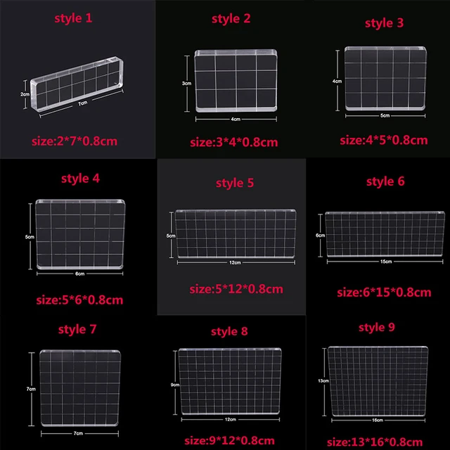 9*12/13*16cm Transparent Acrylic Clear Stamp Block Pad Grid Lines for DIY  Scrapbooking Photo Album Decor Card Making Tool