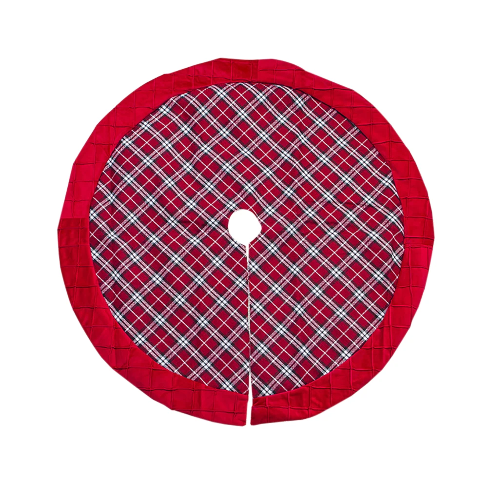 

New 100CM Christmas Tree Skirt Red Lattice Design Xmas Tree Skirt New Year Holiday Decoration Home Supplies