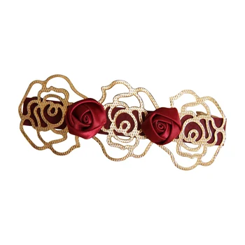 

1PC Rose Hairpin Flower Durable Alloy Spring Elegant Retro Barrette Hair Clip Hairpin for Cosplay Party Performance