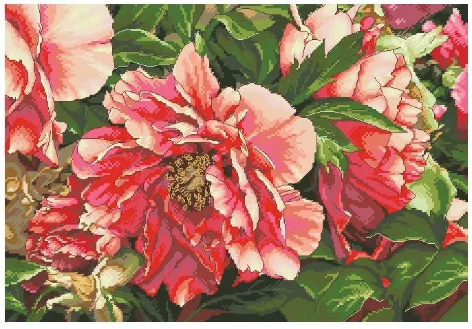 cs-2074 Cross Stitch Kit Coral Peonies Peony Pink Flower Flowers dim 70-35298 35298