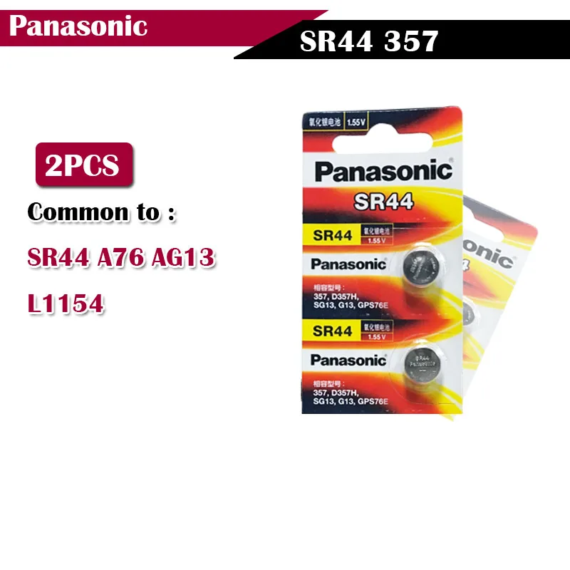 Оригинальный аккумулятор Panasonic 1 55 в SR44 357 2 шт./лот батарейки A76 AG13 L1154 357a LR44 с