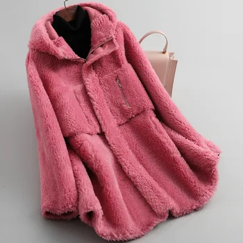 

Real Fur Coat Female Autumn Winter Clothes 2020 Korean Vintage Sheep Shearing Jacket Women Elegant Wool Fur Tops Hiver 05LW2149