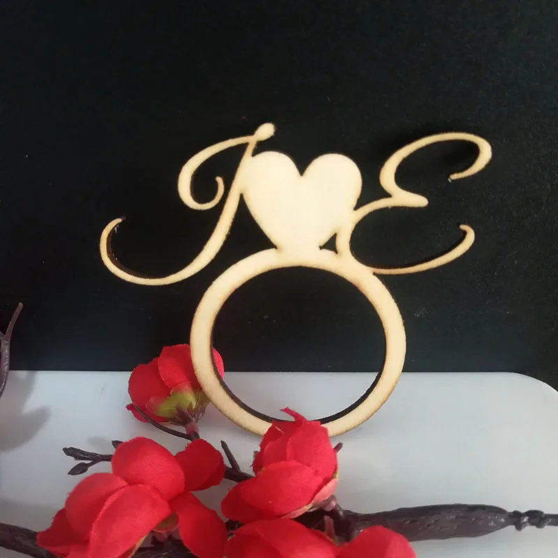 50PCS Personalized Acrylic Wood Gold Silver Laser Cut Napkin Rings