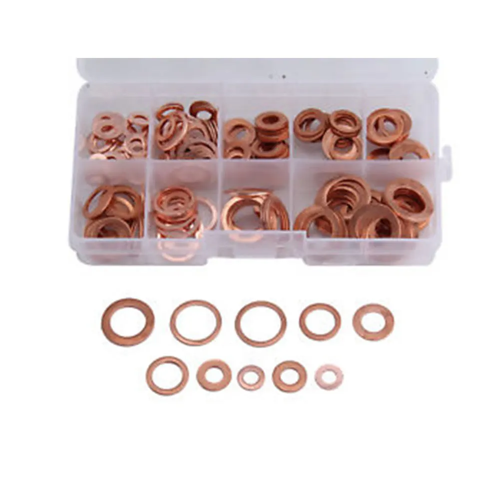 

200pcs For Air Cylinder Oil Seal Gasket Copper Ring Auto Supplies Wear Resistant Assortment Set With Box Sealing Gasket